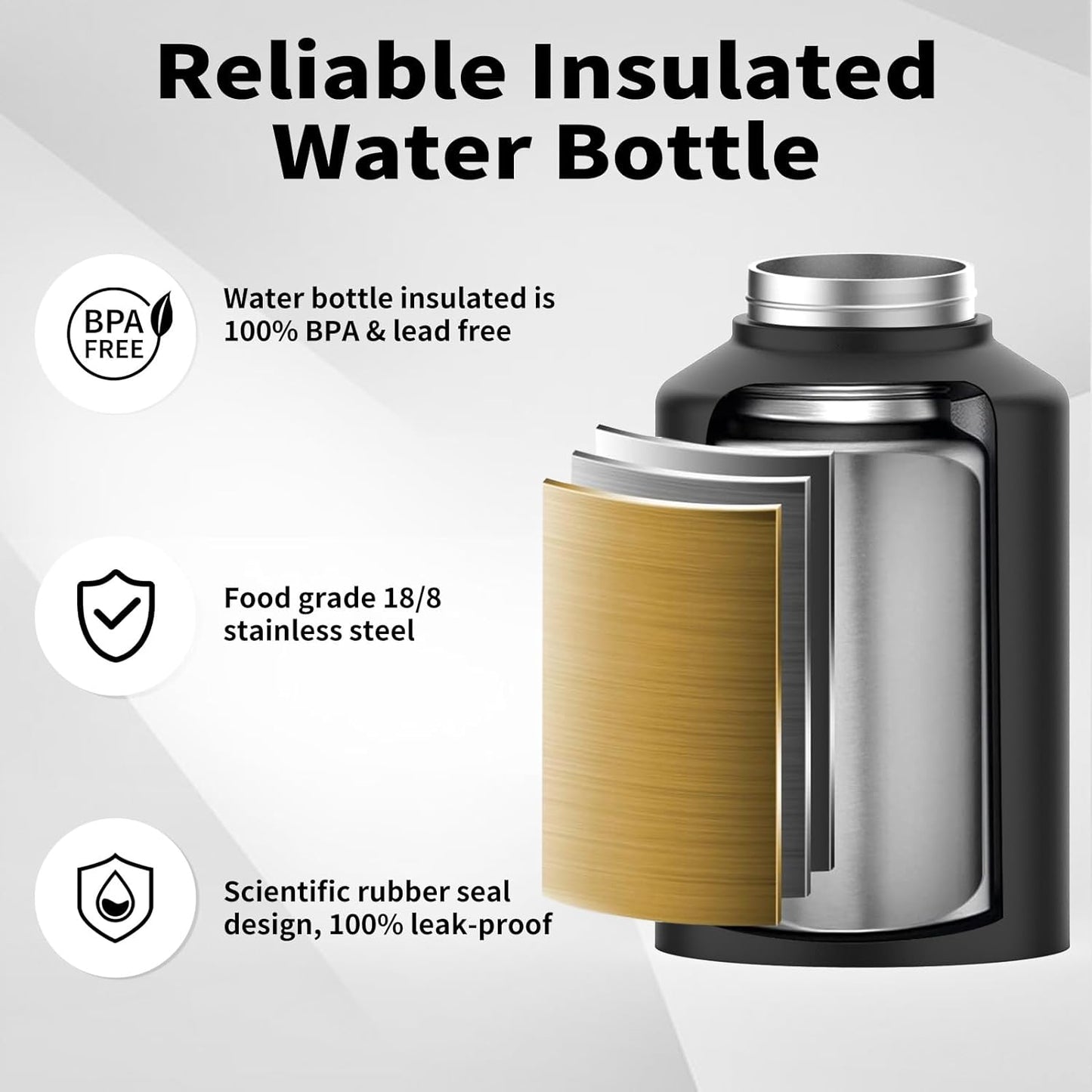 128Oz Handle Double Wall Vacuum Stainless Steel Insulated Water Bottle for Camping