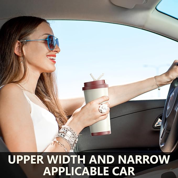 WATERSY Coffee Mug to Go, 530 ml Flip Straw Thermal Mug Stainless Steel with Straw, Double Wall Insulated Travel Mug with Lid, Leak-Proof, White